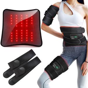 Red Light Therapy for Body Massager Belt with Vibration Massage, Cordless Infrared Light Therapy with 2 Long Wraps, Red Light Therapy Belt Wrap for Back Shoulder (Black)