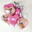 3 x Pink Heart Shaped balloons Pack of 10, 18 Inch Love Valentine Balloons Silver Heart Romantic Balloons For Valentines Day Propose Marriage Wedding Bridal Shower Engagement Party Decorations