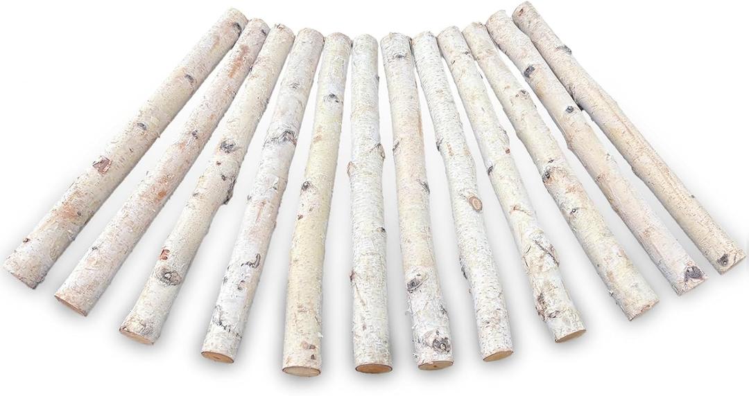 Birch Logs Decoration Fireplace Wood 12 Pack Decorative Logs for Fireplace Decor Rustic Birch Wood for Crafts,Christmas,Birch Branches,Firewood(Logs:0.7''-1.2'' Dia.16.5'' Length)