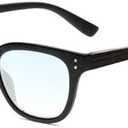 Calabria R860 Blue Light Blocking Progressive Reading Glasses Multifocal Progressive Readers Multi Focus Eyeglasses Cheater (Gloss Black Gold Stripes Frosted Crystal)