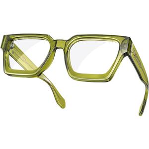 VISOONE Enhanced Version Rectangle Chic Preppy Look Blue Light Blocking Glasses for Women Men RIVER-LIGHTER (Olive Green)