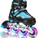 Lightning Adjustable 4 Sizes Inline Skates with Full Light up Wheels, Large - Youth