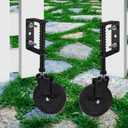 4 Inch Heavy Duty Fence Gate Wheel for Metal Tube, Adjustable Spring Loaded Caster Wheel with 360 Swivel, Black Rubber Gate Wheel with Metal Break, 2 Pack