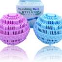 Laundry Balls Set, Eco-Friendly Super Washing Machine Laundry Ball, All Natural Washer Ball Laundry Detergent Alternative, Household Can Be Reused 2000 Washings(2pcs Balls, Pink,Blue)