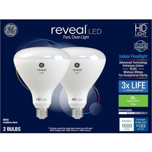 GE Reveal 2-Pack 85 W Equivalent Dimmable Color-Enhancing Br40 LED Light Fixture Light Bulbs