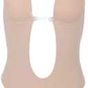 Backless Women Body Shapers BodySuit Clear Strap Party Dress Invisible bras (Small, Ivory)