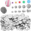 100pcs Cover Button Kits with 5 Sizes & Tools - DIY Fabric Covered Buttons to Make Your Own Buttons Making Kit for Crafts DIY Lovers Sewing Maker Supplies