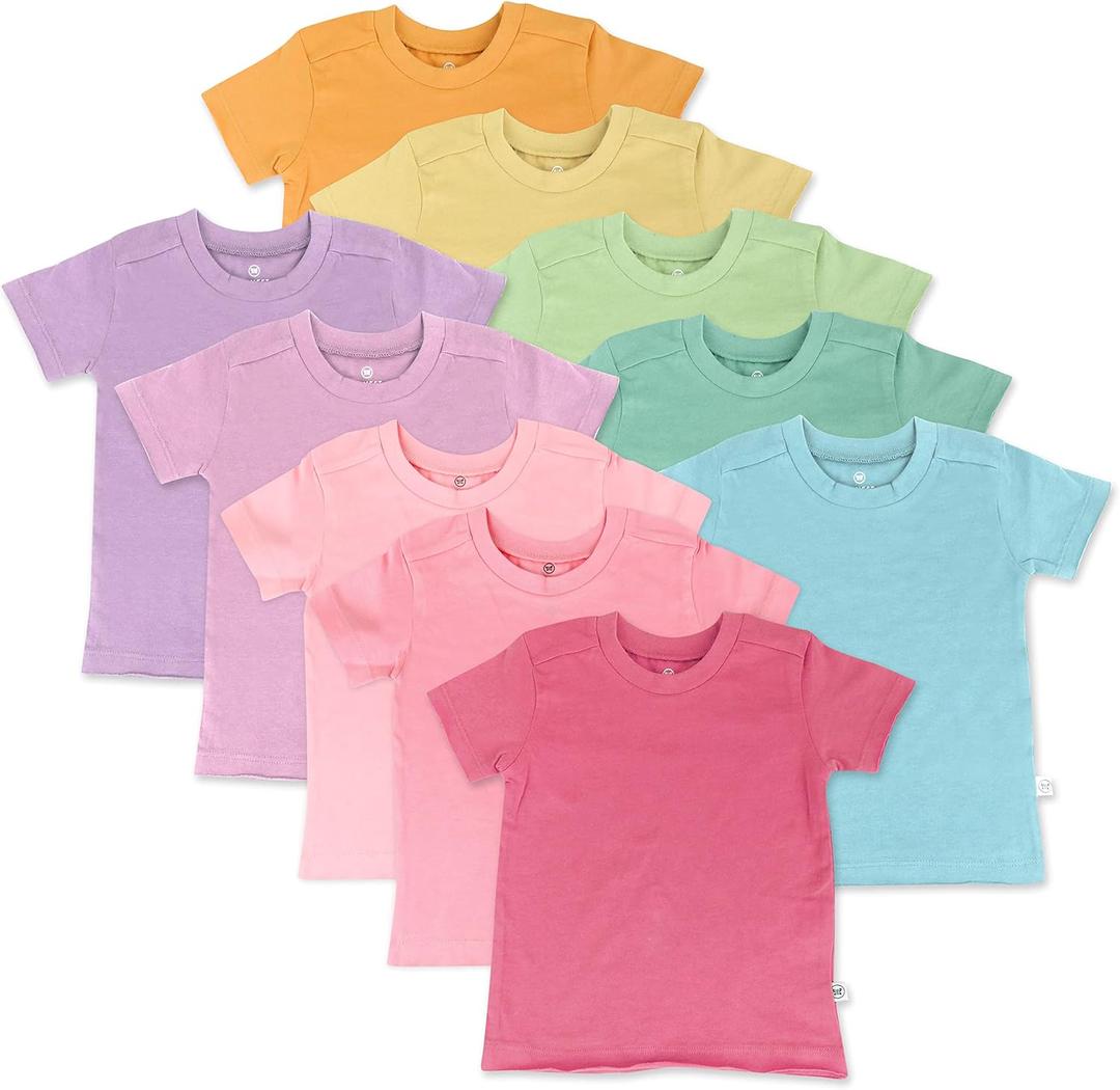 HonestBaby Unisex-Baby 5-Pack Short Sleeve T-Shirts 100% Organic Cotton Baby, Toddler, Little Kid, Boy, Girl, Unisex (6 Years)