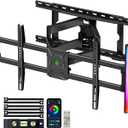 Greenstell TV Mount with LED Lights, TV Wall Mount for 47-84 Inch TVs, Full Motion Bracket with Dual Articulating Arms, Swivel, Tilt, Extension, Max VESA 600x400mm, Holds up to 132lbs