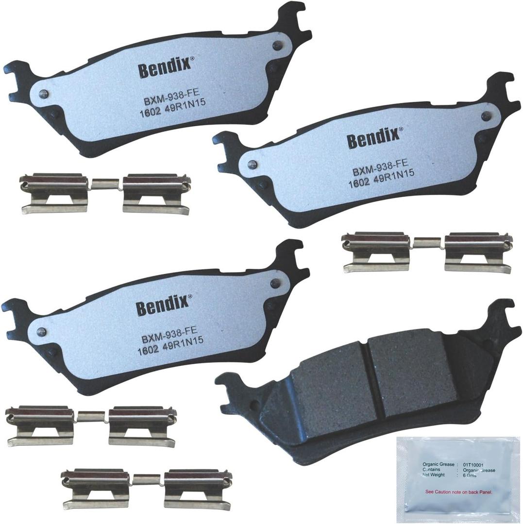 Bendix Fleet Metlok MKD1602FM Semi-Metallic Rear Brake Pads for Ford F-150 2020-2012, Lobo 2020-2015, Lincoln Mark LT 2014-2012