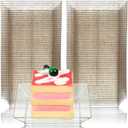 100 Pcs Clear Plastic Dessert Plates 3.6 Inch Mini Dessert Plates Salad Tasting Sample Plate Dish Disposable Mini Plastic Tray for Dessert Sauce Fruit Parties Wedding (Gold Clear)