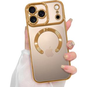 ZIYE Magnetic Case Made for iPhone 17 Pro 6.3 Inch [Compatible with MagSafe] Soft TPU Slim Phone Cover Anti-Scratch Drop Protection Clear Phone Case for Women Men, Desert Titanium