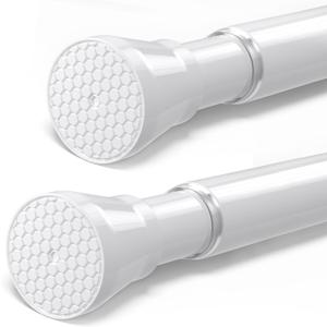 Tension Curtain Rod 30 to 64 Inch 2Pack White Adjustable Curtain Rods No Drilling Expandable Pressure Spring Tension Curtain Rod 7/8" Spring Loaded Curtain Rods For Windows Bedroom Closet Doorway Door