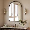 36"x24" Arched Bathroom Mirror - Modern Black Mirror for Wall with Rounded Corners, Bathroom Mirror for Vanity, Aluminum Alloy Framed Mirror - for Living Room, Bedroom, Cloakroom