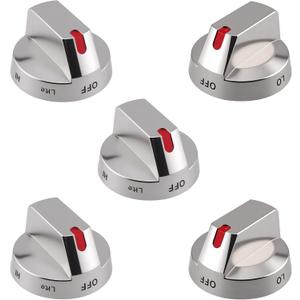 5-Pack Upgraded DG64-00473A Burner Control Dial Knob Range Oven Replacement Compatible with Samsung Gas Range/Oven/Stove,Sturdy Stainless Steel Reinforcement Ring.