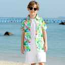 Boys Girl Hawaiian Shirt Tropical Button Down Blouse Summer Casual Beach Shirt Short Sleeve Top Size 5-27 Years Green