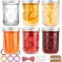 Wide Mouth Mason Jars 16 oz with Lids, 6 Pack Canning Jars with Airtight Lids and Bands, Glass Pint Jars for Pickling, Meal Prep, Preserving, Overnight Oats, Jam, Wedding Favors & Decor
