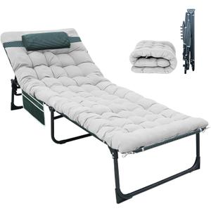 YELLOW JACKET Folding Sleeping Cot, Camping Cot with Mattress for Adults 450lbs Max Load, Portable Camping Cot with Pillow, Adjustable 5-Position Cot for Camping, Home,Office,Travel (Grey)