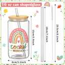 Honeydak 6 Set Social Worker Gifts Bulk Thank You Glasses Appreciation Cups with Straw Social Work Gifts for Women Men 16oz Mug Thank You Tumbler for Employee Coworkers Teachers Team Nurse