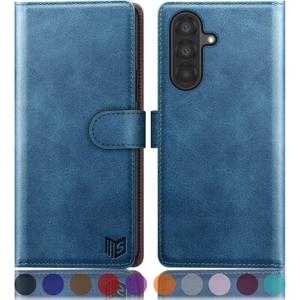 SUANPOT Compatible with Samsung Galaxy A36 Wallet case with RFID Blocking Credit Card Holder,Flip Book PU Leather Protective Cover Women Men for Samsung A36 Phone case Sky Blue