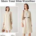 JASGOOD Women Skinny Elastic Belt for Dresses,Thin Retro Stretch Waist Belt with Golden Buckle (M Belt Length 31in,Up to 35in, A-black+brown(silver Buckle))