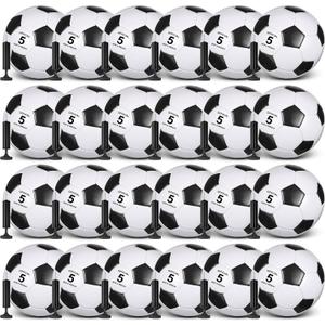 Sotiff 24 Pcs Size 5/4/3 Soccer Ball Bulk with 24 Pump Deflated Soccer Balls Bulk for Kids Teen School Team Training Practice Outdoor Game, Sports Gifts for Charity Donation