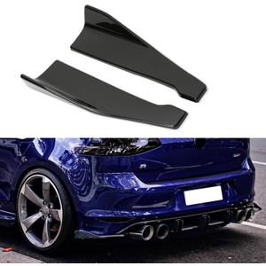 Rear Bumper Skirts Splitters Fins Spoiler Canards Diffuser Universal Side Fin Scratch Black Mudguards Protector - Gloss Black,B