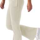Women's Flare Yoga Pants with Pockets High Waist Casual Bell Bottom Bootcut Leggings (Small, Khaki)