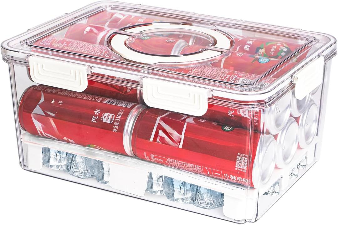 Ice Chilled Camping Food Container Fruit Serving Tray with Lid Stackable Snackle Box with Handle & Ice Pack for Veggie Baverage Drinks Beer cupcake Organizer for party Picnic Camping Fridge(Large)