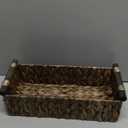 Water Hyacinth Toilet Tank Basket – Wicker Toilet Paper Storage Basket for Back of Toilet, Bathroom Counter Organizer with Wooden Handles, Brown