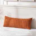 Rust Long Long Body Lumbar Decorative Throw Pillow Covers 14x36 Inch for Bed Couch Bedroom Bench, Soft Corduroy Rectangle Solid Pillow Case, Terracotta Rustic Farmhouse Boho Room Decor