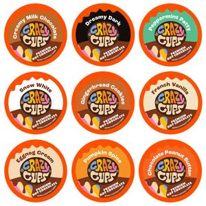 Crazy Cups Seasonal Premium Hot Chocolate Single Serve Cups for Keurig K Cup Brewers Variety Pack Sampler, 20 Count (EXP 03/25/27)
