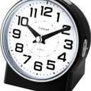 Tinload 4.3" No Ticking Analog Alarm Clock,Silent Readable for Seniors,Easy to Set,Gradual Rise Alarm,Big Numbers,On/Off Switch on Side,Gentle Wake,Snooze,Lighted on Demand,Battery Operated,Black