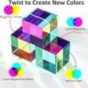 QFkris Glass Mixing Color Cube (2.2inch) Magic Prism Cube for Science and Educational, Photography Crystal Prism, X-Cube for Desktop Decoration