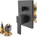 SKOWLL Shower Valve 3 Function Wall Mount Bathroom Pressure Balance Kit with Single-Handle Bathtub Water Control Valve Trim, Matte Black