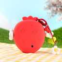 Strawberry Bubble Protective Case for Tamagotchi Paradise, Soft TPU Silicone Cover with Faceplate, Flower Shaped Zoom Dial Cap & Charms Set, Anti-Scratch & Waterproof (Red)
