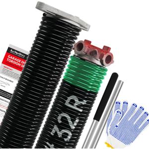 Pair of 1.75" Garage Door Torsion Springs Set with Non-Slip Winding Bars&Gloves, High Precision Electrophoresis Oil-Free Black Coated for Replacement, MIN 16,000 Cycles (0.243 x 1.75"x 32")
