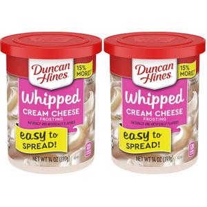 Duncan Hines Whipped Cream Cheese Flavored Frosting, 14 oz. 2 Pack