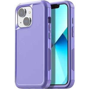 AICase for iPhone 13/iPhone 14 Case,Heavy Duty 3-Layer Rugged Pocket-Friendly Phone Case,Durable Military Grade Protection Shockproof/Drop Proof/Dust-Proof Protective Cover for iPhone 13/iPhone 14 (Light purple Case)