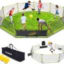 Gaga Ball Pit Portable: 15FT 3in1 Gaga Pit with Basketball Hoop and Soccer Goals - Play System for Kids 4 to 12 Years Old Indoor Outdoor for Backyard School Camp Activities (15ft-yellow&black)