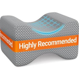 BlissTrends Memory Foam Knee Pillow, Knee Pillow for Side Sleepers, Leg Pillows for Sleeping Blood Circulation, Elevation Pillow for Spine Aligning, Sciatica, Back, Hip, Knee, Ankle Pain, Grey (Large)