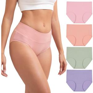 INNERSY Women's Cotton Underwear High Waist Ladies Briefs Full Coverage Panties 4-Pack, XL