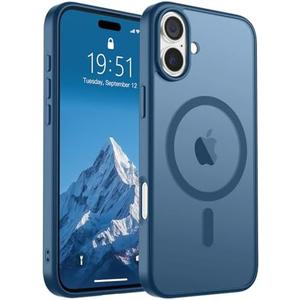 SUPFINE Magnetic for iPhone 16 Case (Compatible with MagSafe) (Military Grade Drop Protection) Slim Translucent Matte Shockproof with Anti-Fingerprint Phone Case,Deep Blue