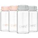 COMI Natural Glass Baby Bottle,Standard Neck Breastmilk Storage Bottle for Fridge,Breast Milk Container,Breast Pump Bottle Compatible with Medela Breast Pump,BPA Free,4PCS (5oz, 2 Gray+2 Pink)