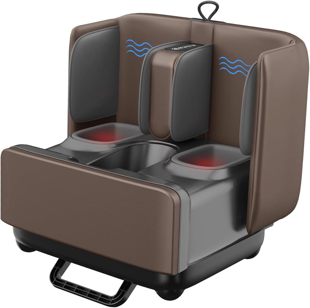 COMFIER 2 in 1 FSA Foot Massager Machine,HSA Shiatsu Foot and Calf Massager with Heat,Kneading,Vibration,Compression Massagers for Feet Health,Plantar Fasclitis,Gift for Mom Dad(Brown)