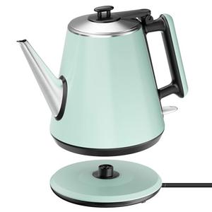 Small Electric Kettle 0.9L, 304 Stainless Steel Inner, 1000W Fast Boiling in 4-6 Mins, Vintage​ Compact Design with One Key Operation, Auto Shut Off, Dry Boil Protection, for Home, Office, Coffee Etc.
