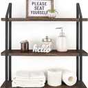 Mkono Floating Wall Shelf 3 Tier 23.5 Inch Rustic Wood Hanging Book Shelf Bathroom Mounted Shelving Storage Display Shelves for Living Room Bedroom Kitchen Office (Brown)