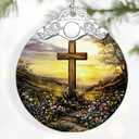 Cross Sunset Ornament  Christian Christmas Decor & Religious Christmas Ornament; Christian Home Decor (Holiday Present, Bauble Present, Christian Gifts, Religious Gifts, Gift Idea, Gift Exchange)