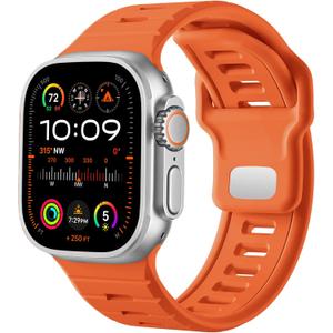 Odbeai Sport Band Compatible with Apple Watch Ultra 2 3/Ultra Band,  Compatible with Apple Watch  Bands,  Size: 49mm/46mm/45mm/44mm/(42mm-Series 3 2 1), Waterproof Silicone Strap for iWatch Bands All Series SE 11 10 9-1 (Orange)