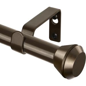 Heavy Duty Curtain Rod 66 to 120 Inch, HOTOZON Curtain Rods for Windows, Decorative Single Drapery Rod with Diamond Finials, Antique Bronze